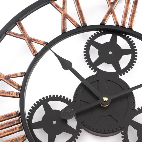 Römische Wanduhr Metall Design Skelett Ziffern offenes Gesicht Garten Büro Zuhause - Bild 42 von 91