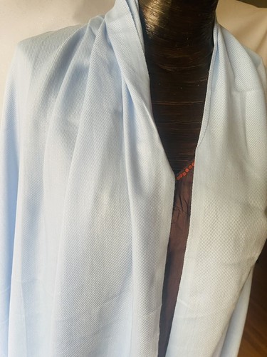 Cashmere Sky Blue Fringed Edge Shawl-New - Picture 4 of 6