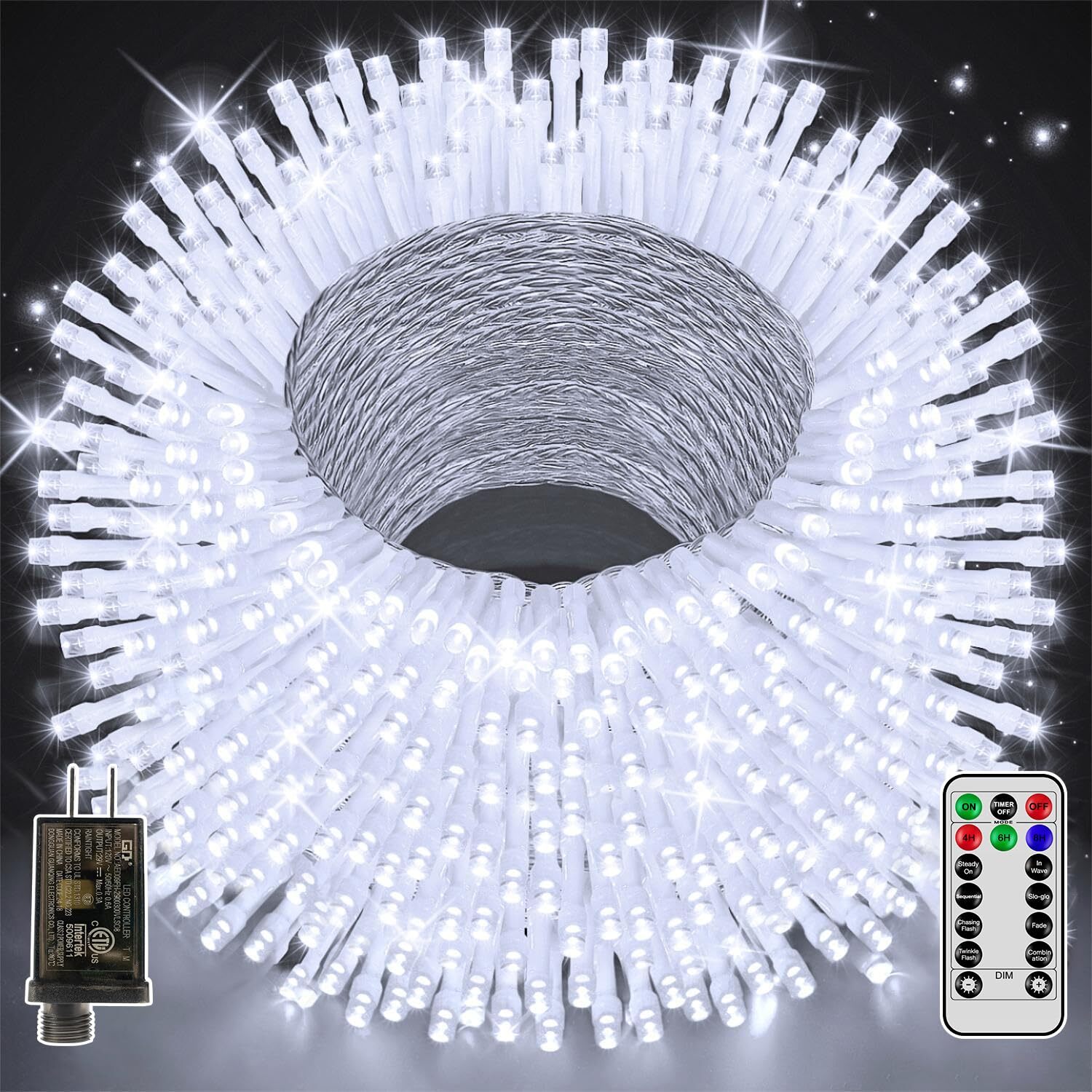 Christmas Lights 328FT 1000LED, Outdoor String Lights with Remote and Timer, ...