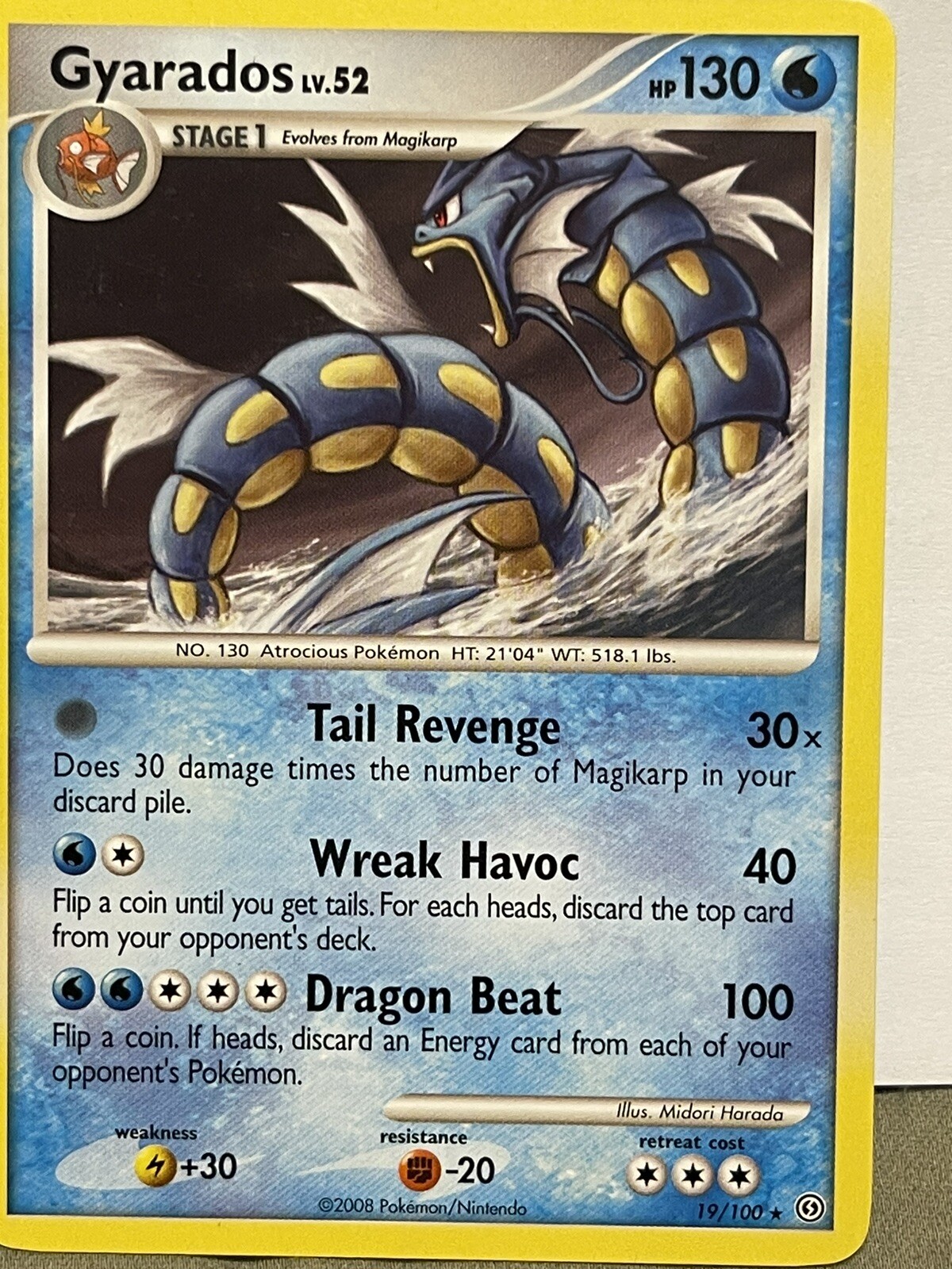 Gyarados - 19/100 - Stormfront Holo Rare Pokemon Card TCG