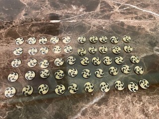 Lot of 50 Vintage China Stencil Buttons Black Gray Ivory Pattern