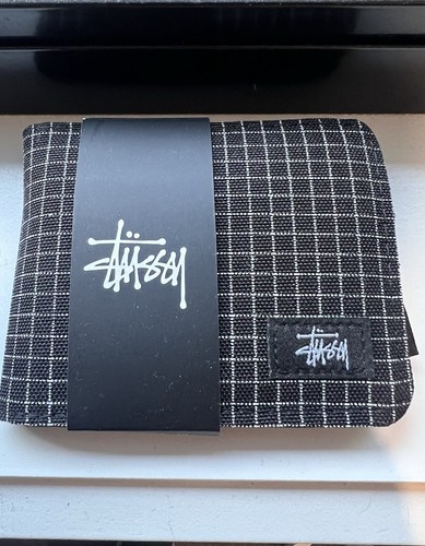 Stussy Black Plaid Wallet For Men *BRAND NEW* - Picture 1 of 4