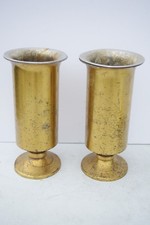 + Older Pair of Brass Church Flower Vases + 9 5/8" ht. + (CU#217)