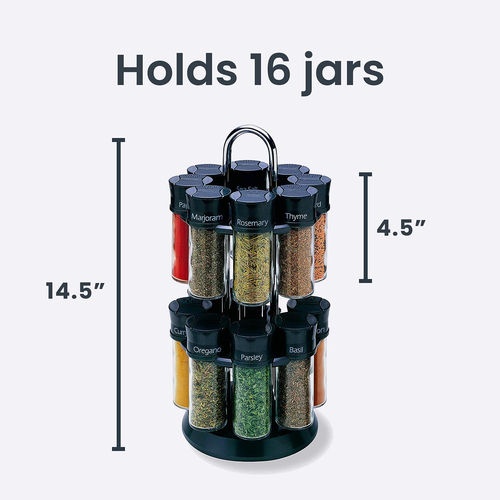 Olde Thompson Chrome- Plated Rotating Spice Rack, 16 Refillable Spice Jars with - Picture 4 of 12