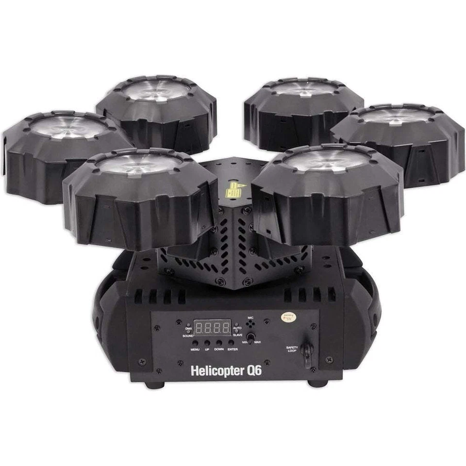 (2) Chauvet DJ Helicopter Q6 DMX Rotating Dance Floor Lights+Remote+Bags+Cables - Image 4 of 4