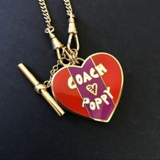 COACH RARE POPPY HEART LOCKET NECKLACE BRAND NEW RARE FIND PERFECT GIFT NWT 