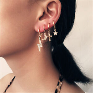 9PCS/Set Ear Clip Bohemia Ear Cuff Stud Crystal Ear Earrings Jewelry  A`*de