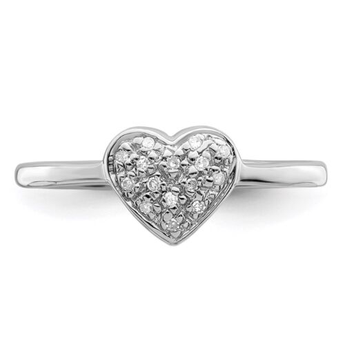 Sterling Silver Rhodium Polished Diamond Heart Ring Size 8 - Picture 4 of 4