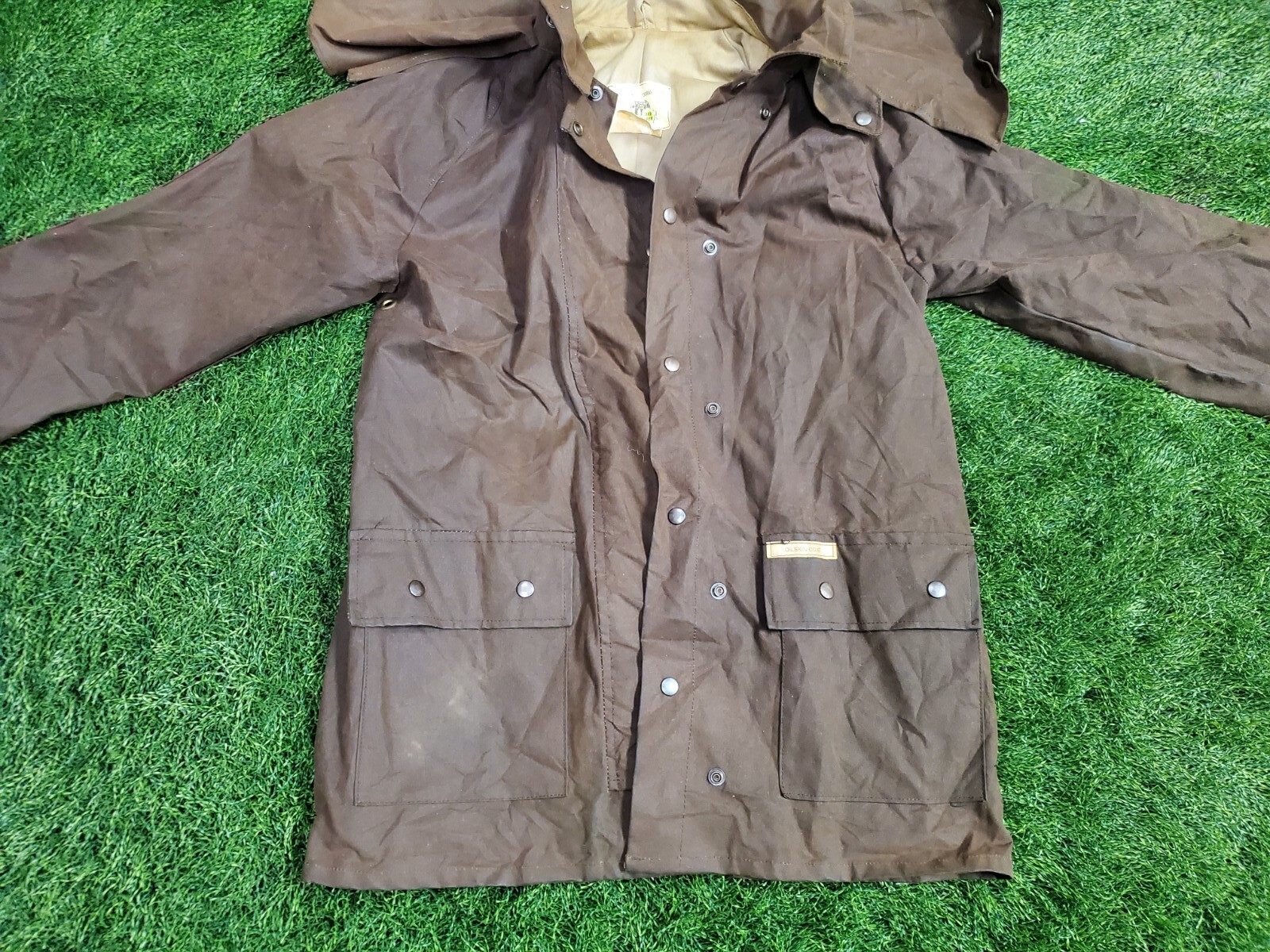 Vintage Australian Stockman's Coat Oilskins Mens Brow… Gem