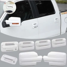 For 09-14 Ford F150 Accessories White Door Handle COVERS w/PSK+Mirrors+Tailgate