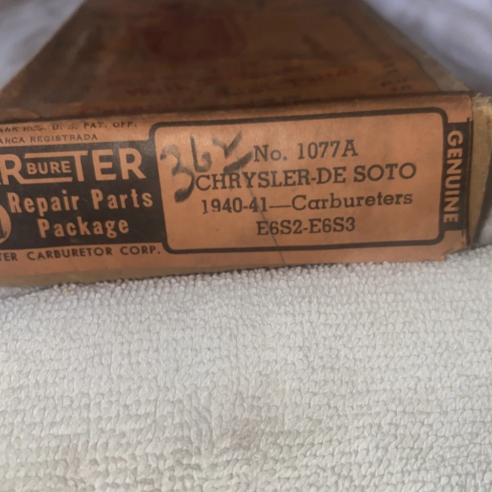 1940 -1941 Chrysler Carburetor Rebuild Kit Genuine N O S  - Image 3 of 4