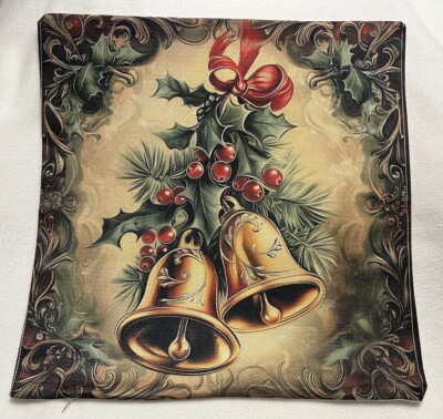 Vintage Christmas Bells Christmas Linen Throw Pillow Cover Holiday Home Decor