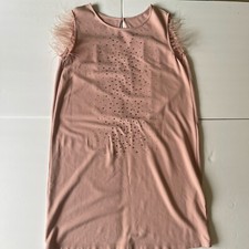 MIMI MUA FIRENZE Sleeveless Dress With Viscose & Feather  Size XL Made In Italy