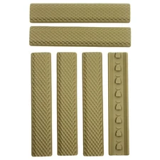 Pack of 6 KeyMod Rail Covers Textured Soft Silicon Panel Anti Slip 6.25" - Tan