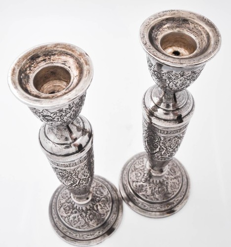 Kerzenständer Kerzenleuchter aus Silber 1 Paar Iran 20. Jh 386 g 840er - Bild 7 von 8