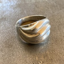Sterling Silver Swirl Wavy Wide Tapered Vintage Ring Band Size 7.5