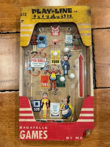 1950's MARX PLAY-LINE WOODEN TOY G72 BAGATELLE PINBALL GAME 12.5" X 11"