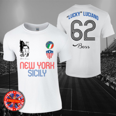 Lucky Luciano Italy USA Football T-shirt, Soccer, New York, Mob, Mafia, Narcos