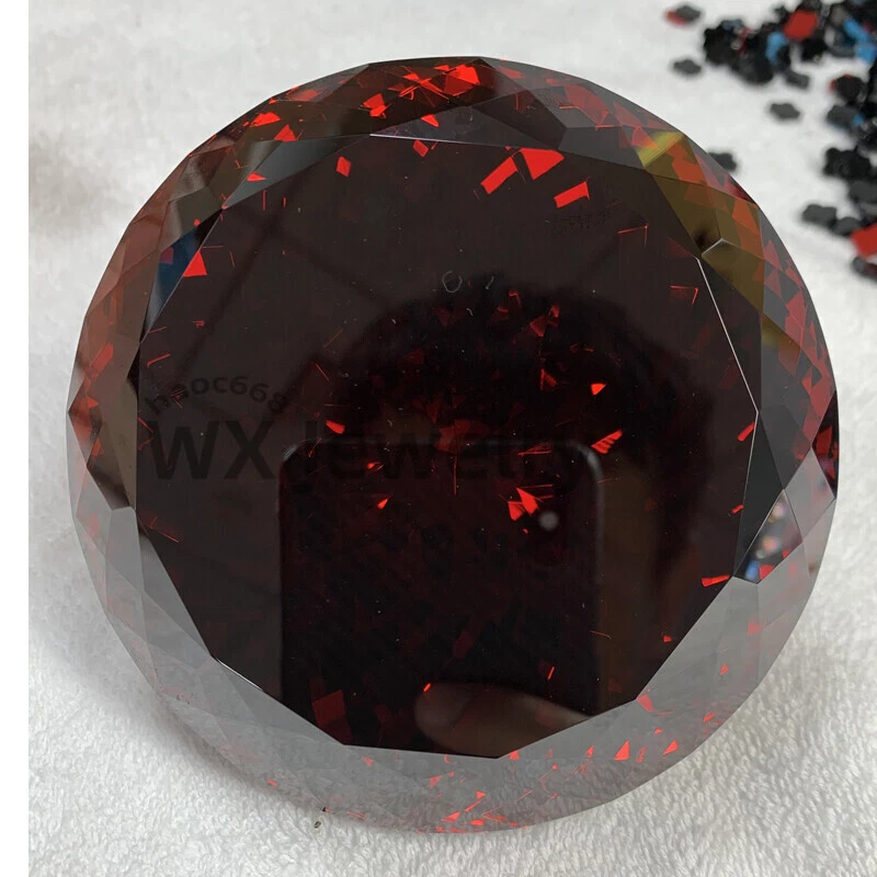 Piedra de circonita cúbica suelta roja granate corte redondo tamaño súper grande 100 mm 1 pieza Foto 4 de 4