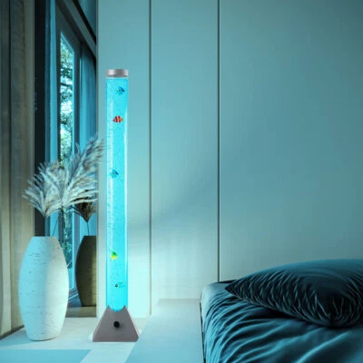 NOWA Stehlampe Stehleuchte Wassersäule RGB Farbwechsler Deko Fische 12x LED H 120cm