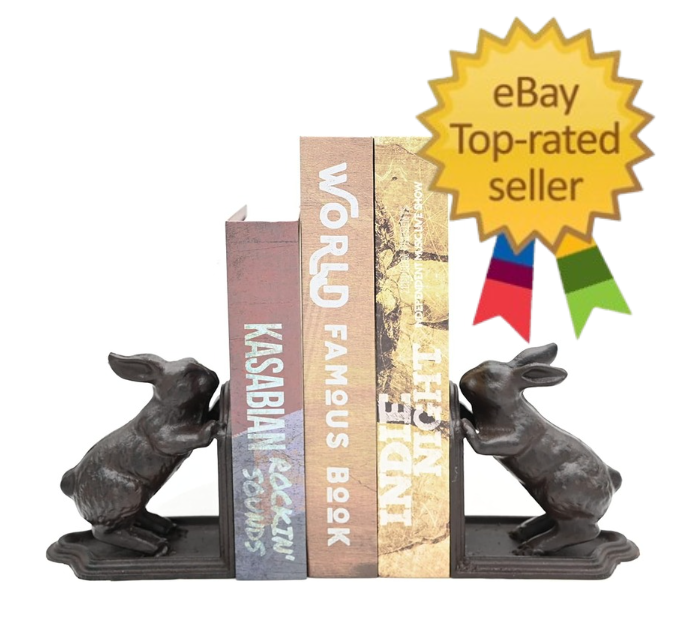 Rabbit Decorative Bookend, Heavy Duty Cast Iron Book Ends, Vintage Shelf Decor,