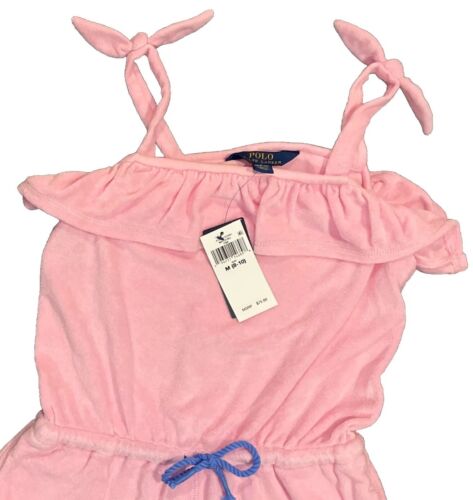 Polo Ralph Lauren Pink Sleeveless Ruffled Terry Romper Cover Up Girls 8-10 NEW - Picture 3 of 7
