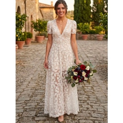 Helsi Clara White Shimmer Floral Appliqu Maxi Dress NWT Medium Bridal |  eBay