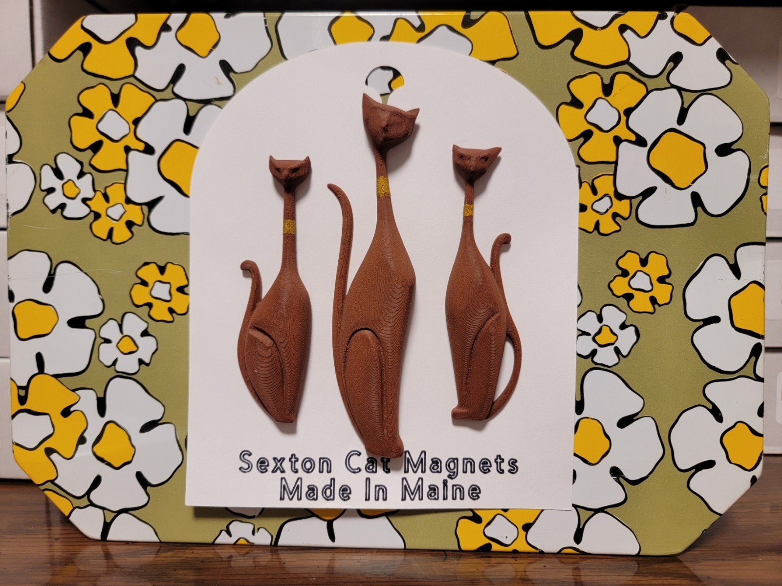 Sexton Cats Magnets - 3DSpaceGarden - Walnut Wood Stainable! - Atomic MCM Retro