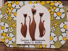 Sexton Cats Magnets - 3DSpaceGarden - Walnut Wood Stainable! - Atomic MCM Retro