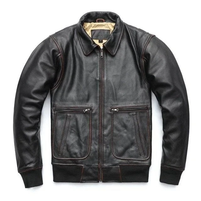 Men's Real Leather Vintage Edge A2 Flying Jacket /Bomber Jacket Hand Made Jacket