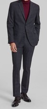DKNY Men's Gray Plaid Modern Stretch Jacket Pants 2-Piece Suit Size 38S