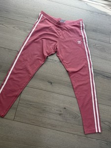 adidas Originals Women's Pink 3-Stripes High Rise Cotton Ankle Leggings M