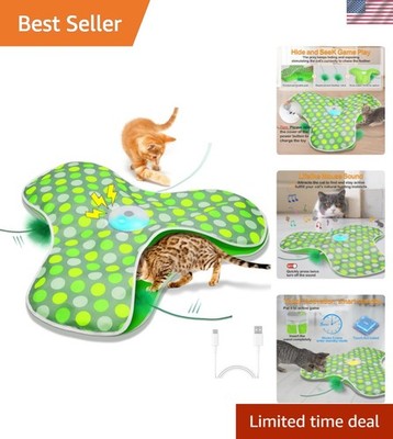Smart Cat Enrichment Toy: Moving Feather Wand & Real Mouse Sounds for Indoor Fun