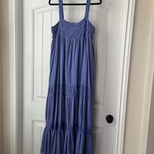 Carly Jean Peasant Maxi Dress Womens Medium Cornflower Blue Boho Beach Indie