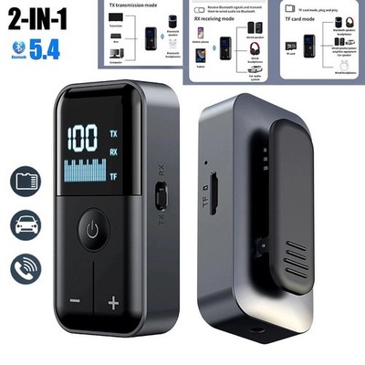 Wireless Bluetooth 5.4 Transmitter Receiver Adapter Audio 3.5mm Jack Aux,TF Port
