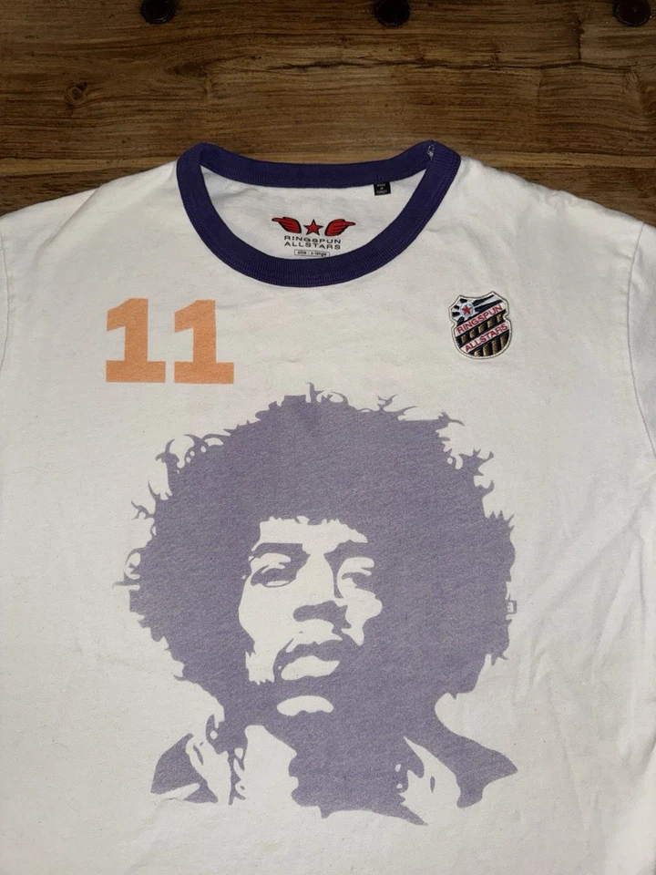 Camisa Ringspun Allstars Para Hombres XL Blanca Jimi Hendrix Gráfico Y2K Informal Timbre Top Foto 3 de 4