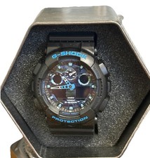 Casio GA100CB G-Shock Blue Analog Digital Black Resin Band Men Watch EUC