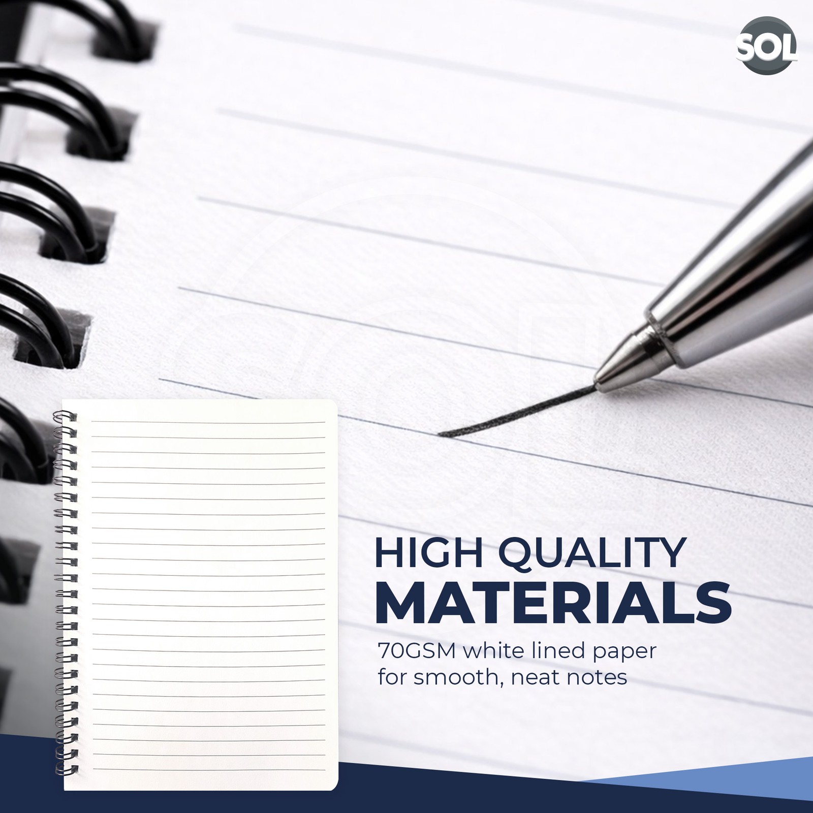 A5 Notebook Spiral Bound Ruled Lined Notepad Pack 128 Pages School Note ...