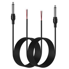 2-Pack 6FT Replacement 6.35mm Male Plug to Bare Wire Open End TS 2 Pole Mono 1/4