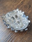 Stunning Vintage 1950's Ornate Silver Blue Rhinestone Bouquet Scarf Clip 2" — photo 3