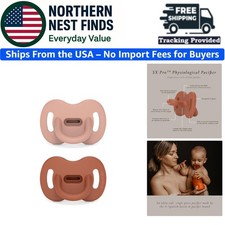 Nude/Orange Color Essence Silicone Pacifiers - Ideal for 6-18 Babies 2Pk 