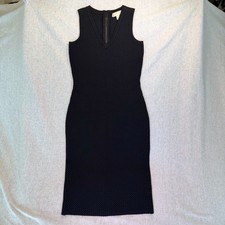 Michael Michael Kors Black Textured Knit Sheath Midi Dress Sleeveless Sz S