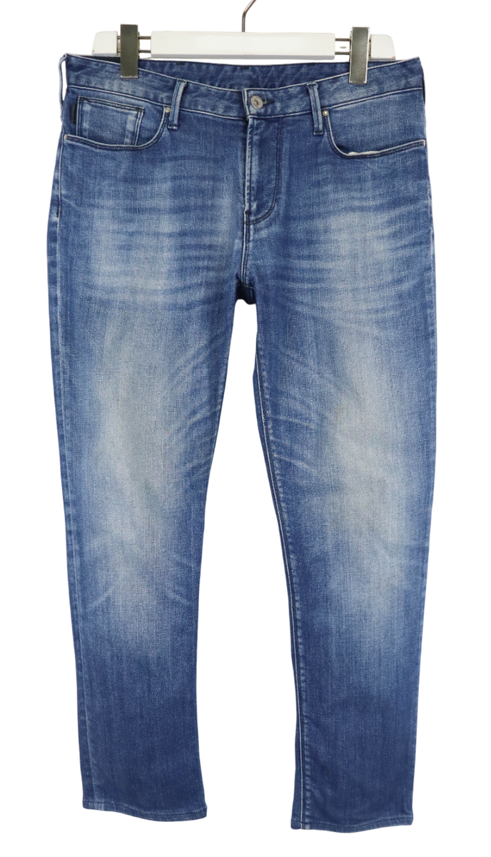ARMANI Jeans Men's W33 Regular Fit Zip Fly Fade Effect Whiskers