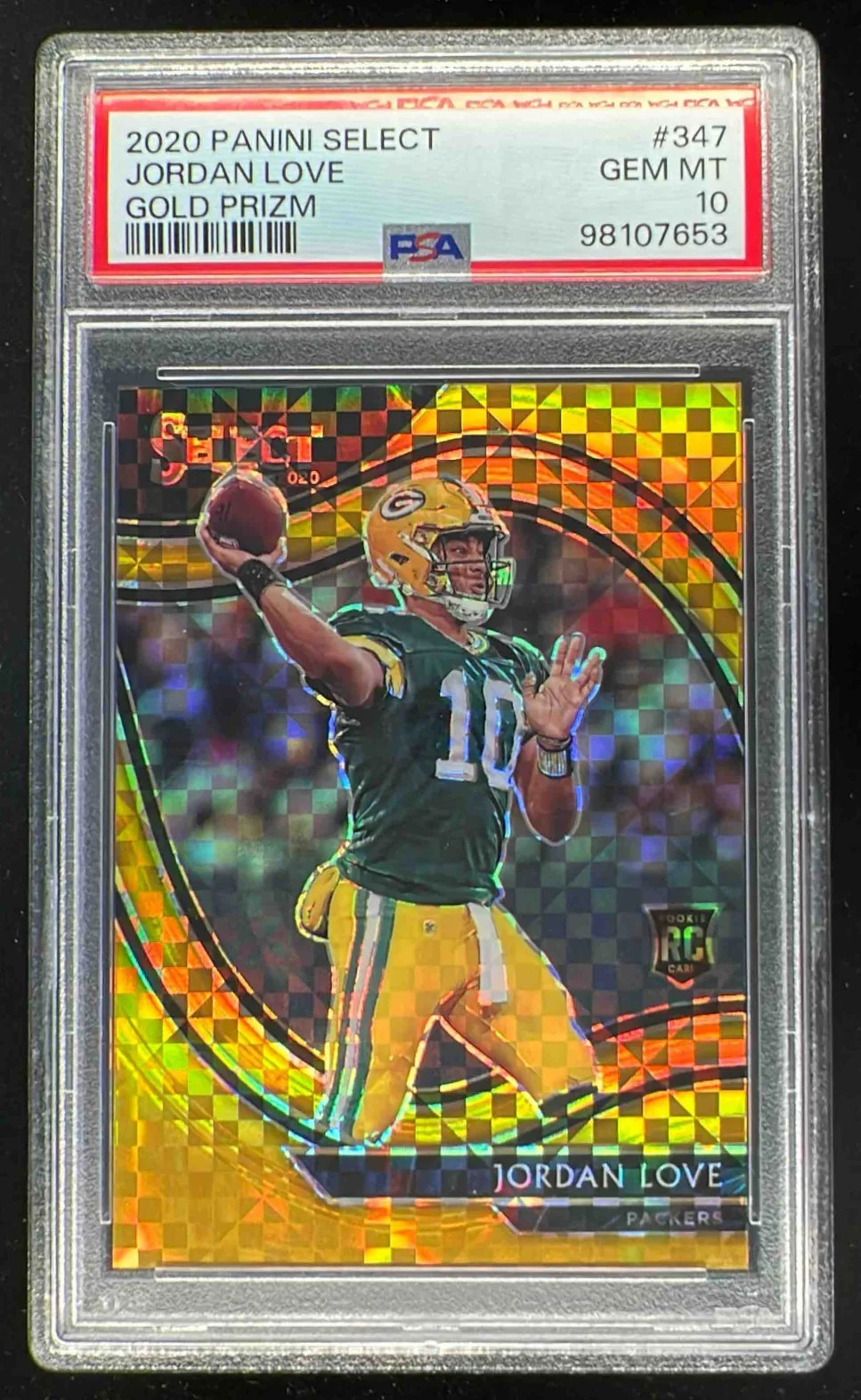 2020 Panini Select Gold Prizm #347 Jordan Love Field Level RC /10 PSA 10