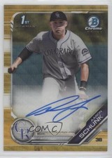 2019 Bowman Draft Chrome Pick Gold Wave Refractor 16/50 Aaron Schunk Auto 0m76