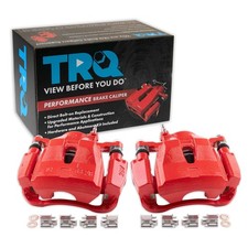 TRQ Front Brake Caliper Set Painted Red Brackets Compatible with 2009-2010 Po...