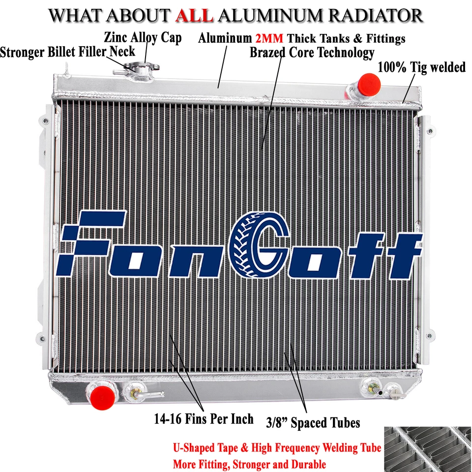 Radiador de aluminio CU1778 3 FILAS para Toyota Tacoma 1995-2004 2,4 L 2,7 L L L4 3,4 L AT Foto 2 de 4