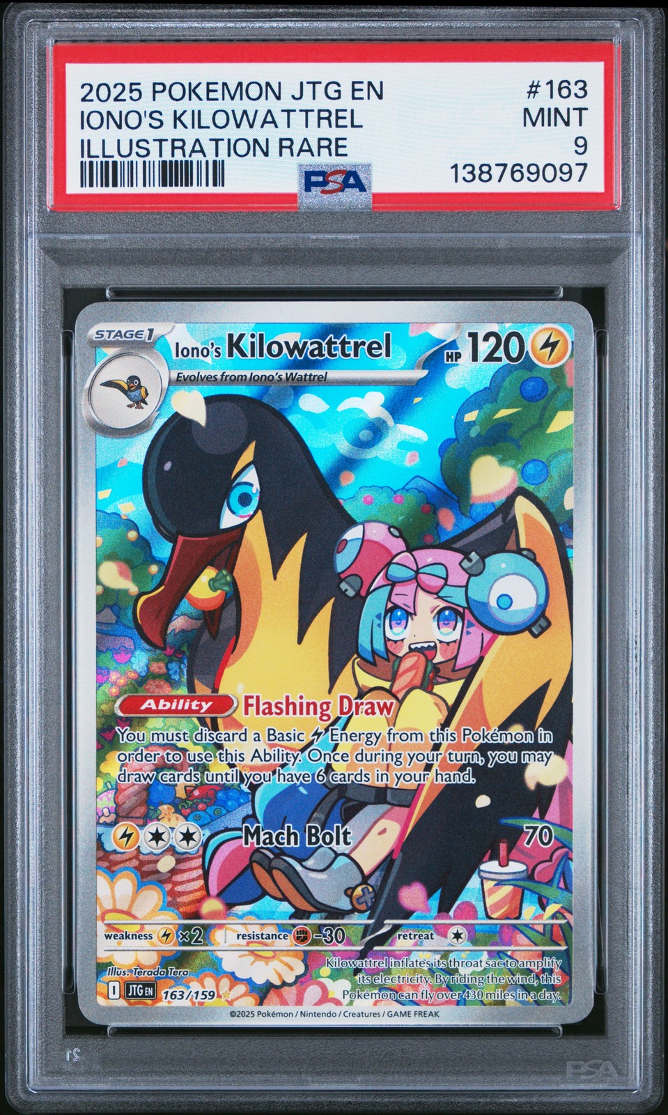 2025 POKEMON JTG EN-JOURNEY TOGETHER ILLUSTRATION RARE IONO'S KILOWATTREL PSA 9