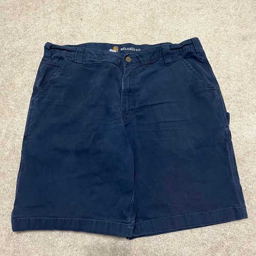 Carhartt Workwear Shorts Relaxed Fit Navy Carpenter Shorts 38W - Picture 2 of 7