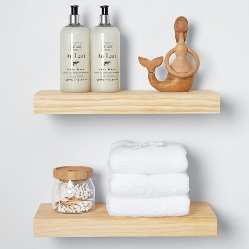 Rustic Farmhouse Floating Shelves, Bathroom Wooden Shelves for Wall Mounted, ...
